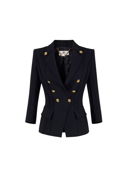 Double-stretch crepe jacket with raw-cut motifs ELISABETTA FRANCHI | GI21861E2.110